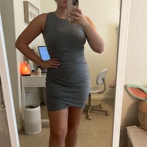 Leith Ruched Short Sleeve Gray Dress